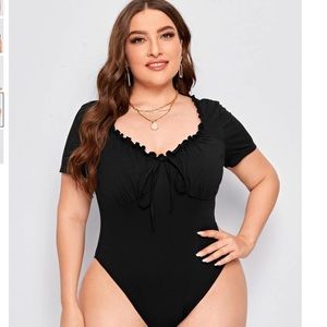 Frill Trim Bustier Bodysuit